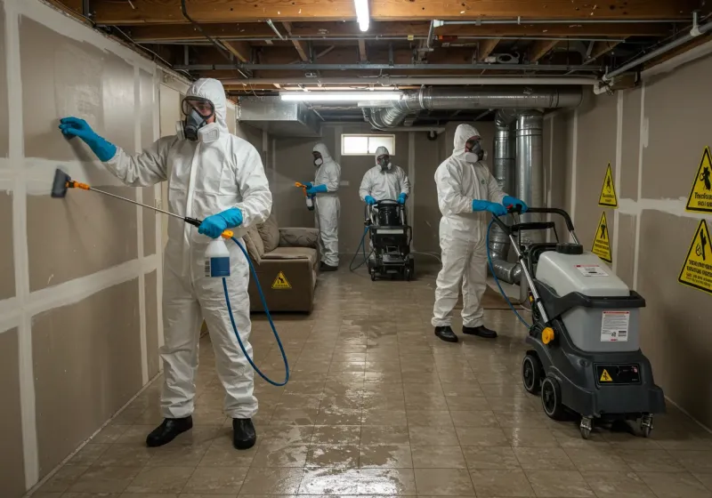 Basement Moisture Removal and Structural Drying process in Sunset Beach, NC